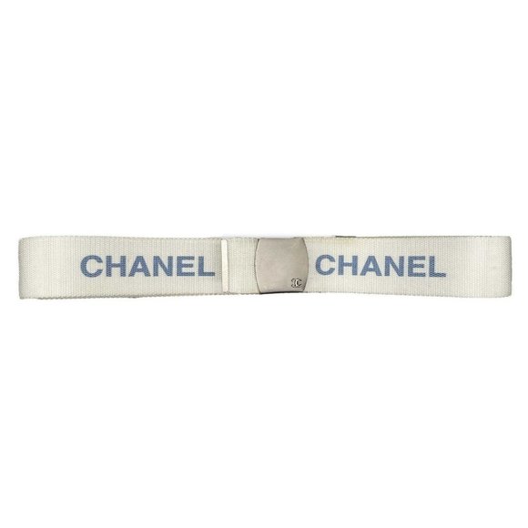 CHANEL - Vintage 99S 1999 Logo Adjustable Nylon Web - White - XS/S - Belt - Picture 1 of 11
